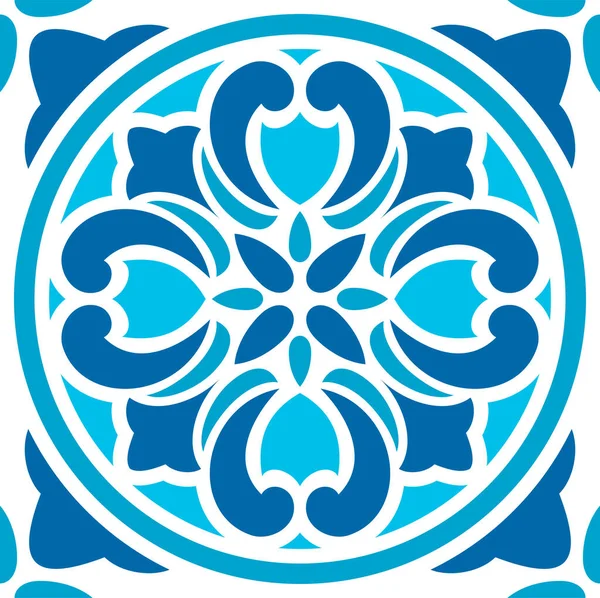 Talavera Mosaik Damast Ornament Azulejo Bodenfliese Abstrakte Geometrische Majolika Vector — Stockvektor