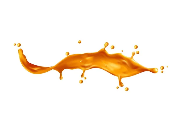Golden Wave Flow Splash Isolated Vector Swirl Drops Juice Toffee — Stock Vector