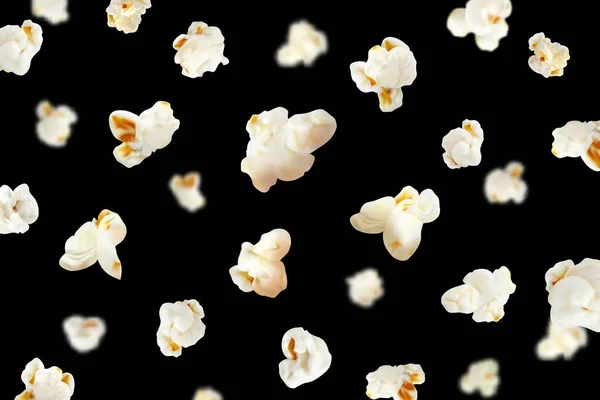 Realistico Volo Popcorn Sfondo Vettore Pop Corn Snack Food Sfondo — Vettoriale Stock