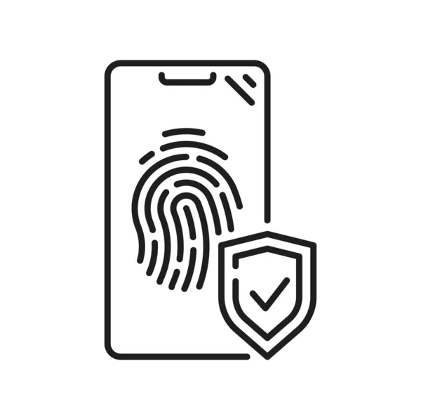 通过数字生物传感器 智能手机保护和保险图标实现指纹安全 矢量在线指纹安全认证 Id验证 — 图库矢量图片