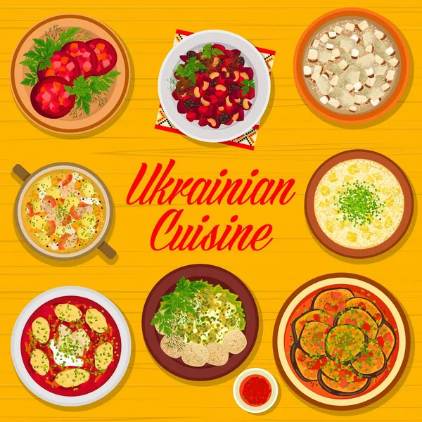 Menu Cuisine Ukrainienne Couvrir Avec Des Plats Alimentaires Des Repas — Image vectorielle