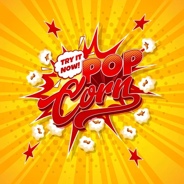 Popcorn Snack Explosion Von Cartoon Film Popcorn Platzte Vektor Hintergrund — Stockvektor