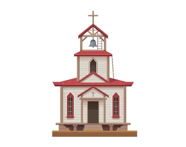 Západní Katolický Kostel Divokého Západu Budova Města Nebo Stará Kaple — Stockový vektor