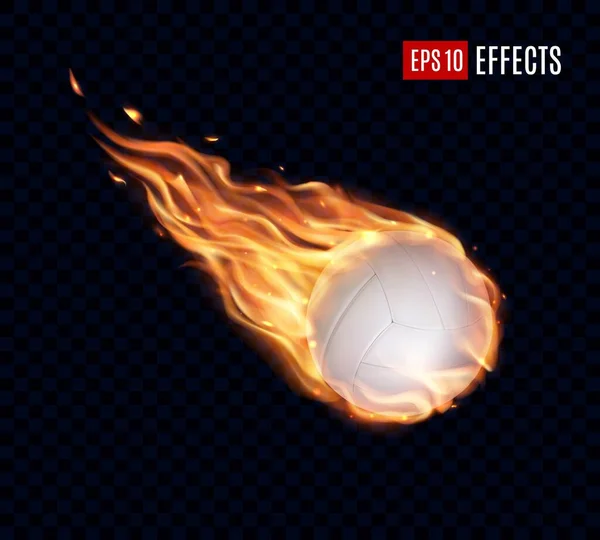 Volleyball Ball Fire Flames Vector Volleyball Sport Game Ball Fireball — Stock Vector
