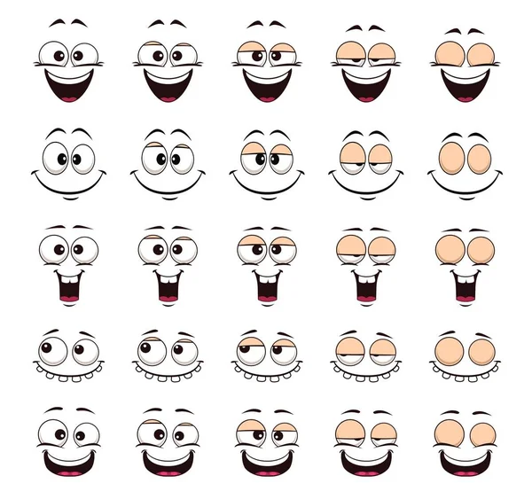 Caricatura Risa Risita Cara Parpadeo Animación Sprite Hoja Con Emoji — Vector de stock