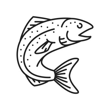 Salmon or tuna Sweden fish isolated thin line icon. Vector surstomming seafish, scandinavian food, marinated fishery sardine, baltic sprat clipart