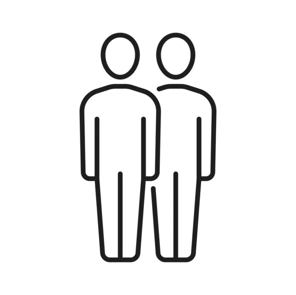 Silhouette Deux Personnes Icône Contour Groupe Équipe Vecteur Deux Hommes — Image vectorielle