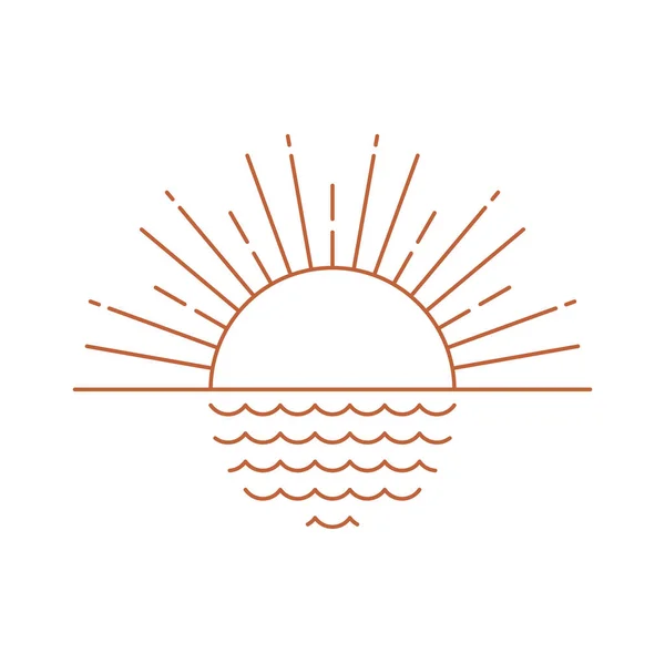 Abstrakcyjny Słoneczny Druk Boho Minimalistyczny Design Wschód Lub Zachód Słońca — Wektor stockowy