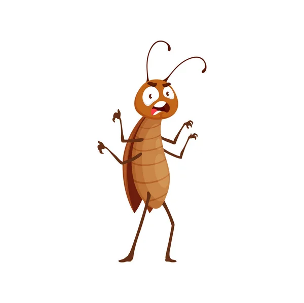 Personaje Cucaracha Dibujos Animados Bicho Enojado Molesto Isolated Vector Divertido — Archivo Imágenes Vectoriales