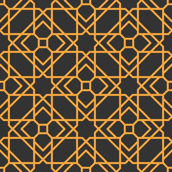 Mashrabiya Arabesk Deseni Altın Geometrik Motifli Arap Vektör Süslemesi Ile — Stok Vektör
