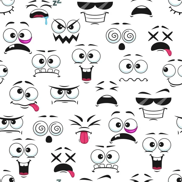 Cartoon Grappige Emoji Gezichten Naadloos Patroon Met Grappige Glimlach Oog — Stockvector