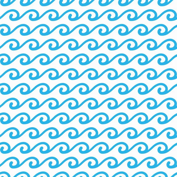Blue Ocean Sea Waves Seamless Pattern Vector Repeating Marine Tile — Stock Vector