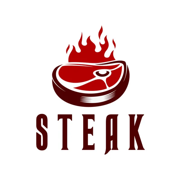 Steak Grill Icoon Barbecue Steakhouse Symbool Slagerij Biefstuk Slagerij Vlees — Stockvector