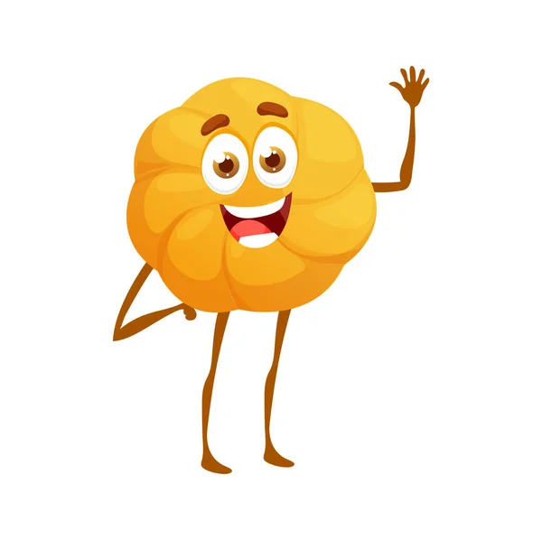 Cartoon Cookie Personaggio Divertente Rotondo Friabile Dessert Vettoriale Personaggio Cibo — Vettoriale Stock