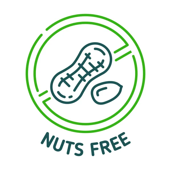 Nüsse Frei Symbol Zeichen Der Erdnuss Für Nahrungsmittelallergien Und Allergische — Stockvektor