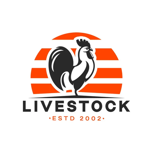 農業や自然食品 ベクトル記号のための農業や農場の鶏のアイコン 有機エコ製品や農場市場バッジ 農家の店や家畜鶏の食料品の紋章鶏のコック — ストックベクタ