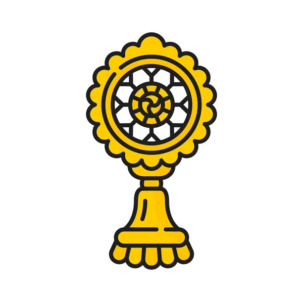 Dharmachakra Chamaru Conocimiento Signo Budismo Religión Icono Rueda Vectorial Ley — Archivo Imágenes Vectoriales