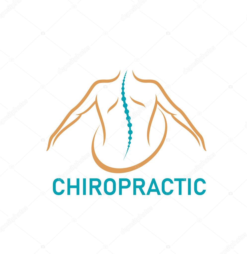 Chiropractic massage, spine health icon. Physiotherapy medical center, spine health clinic or back pain treatment doctor vector symbol. Orthopedic rehabilitation therapist practice, healthy spine sign