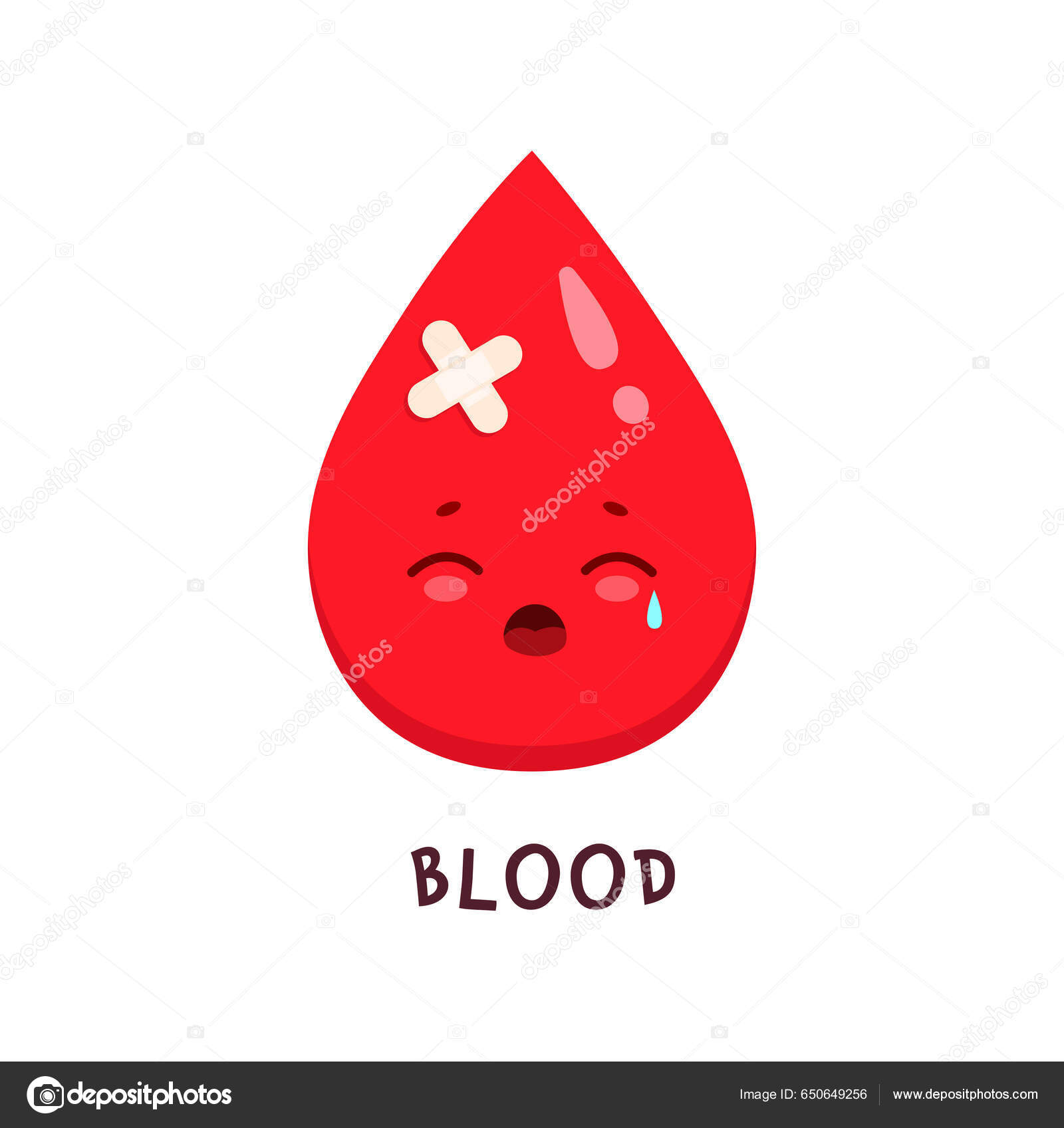 Caráter Doente Gota Sangue Personagem Desenho Animado Vetor Pouco Saudável  Vetor de ©VectorTradition 650649256, image size:1600x1697