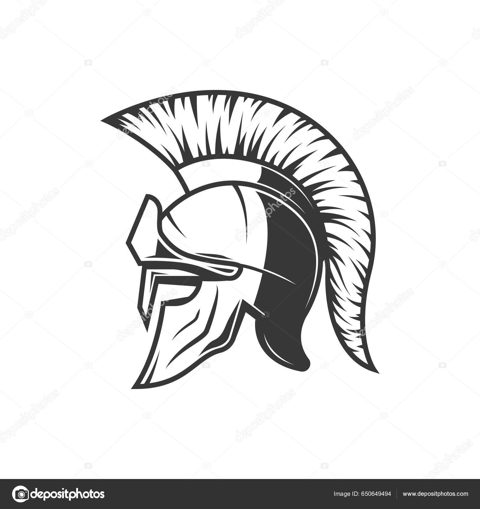 Spartan Kypärä Soturi Gladiaattori Tai Rooman Kreikan Sotilas Kilpi Vektori  — kuvapankkivektori ©Seamartini 650649494