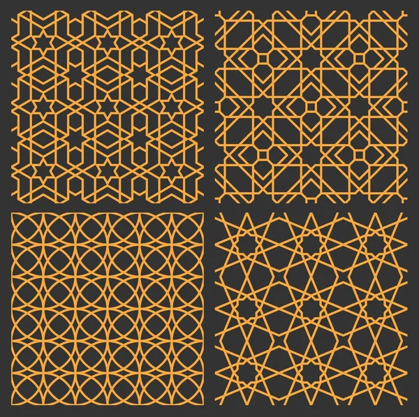 Mashrabiya Arabesque Arabic Pattern Set Sfondo Islamico Senza Cuciture Con — Vettoriale Stock