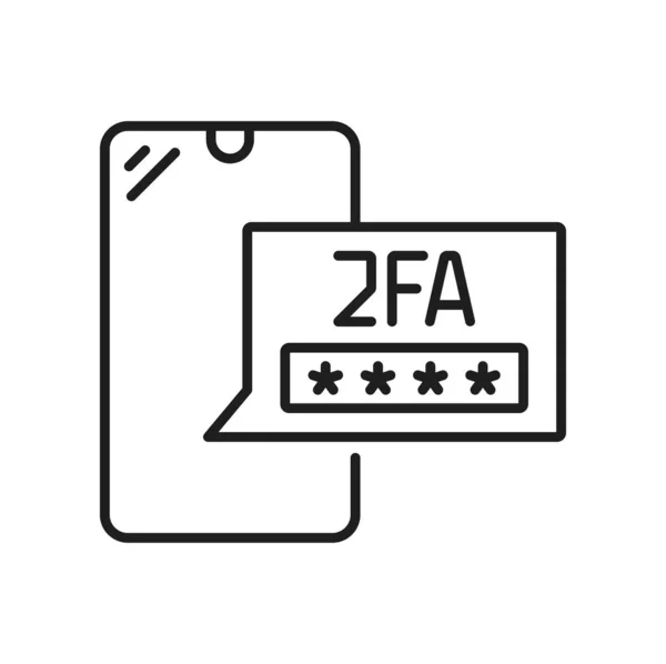 2Fa验证 安全访问密码的两个因素认证图标 矢量线符号 2Fa认证通过移动电话Sms 用于用户2个要素的识别和帐户安全登录 — 图库矢量图片