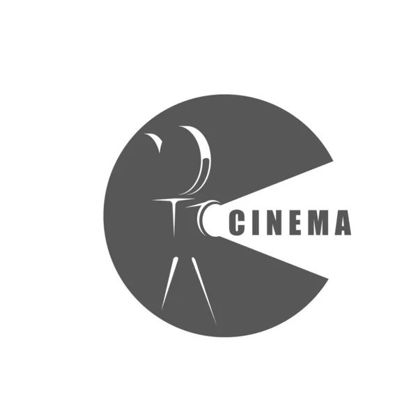Ícone Vetor Cinema Com Projetor Filme Retro Teatro Cinema Símbolo —  Vetores de Stock