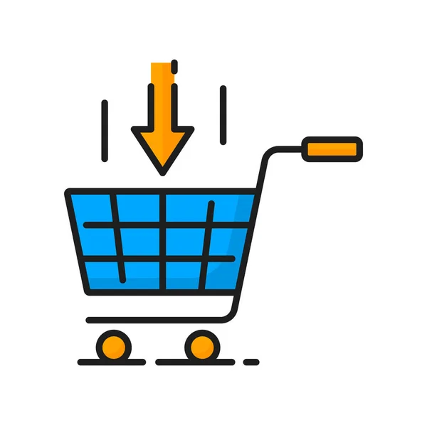 上の矢印でショッピングカート 物流と卸売コンセプト 色Erpアイコン ベクトル企業のリソース計画 食品の配達と輸送 — ストックベクタ