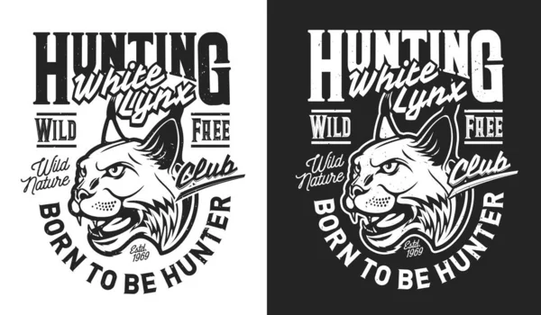 American Lynx Mascot Hunting Sport Club Shirt Print Hunters Vector — Stock Vector
