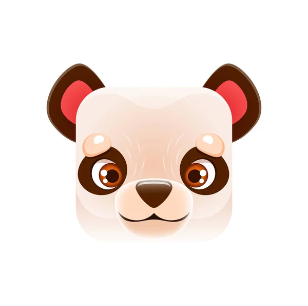 卡通熊猫Kawaii方块动物脸 有趣的小熊宝宝肖像 分离的病媒森林生境特征 应用程序按钮 图形设计元素 动物园人员 — 图库矢量图片