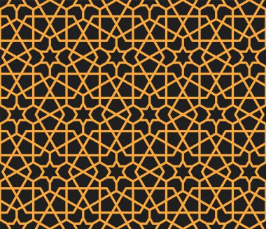 Mashrabiya deseni ya da Arabesk Arapça süsü, vektörsüz arka plan. Maşarabiya veya Arap Müslüman geometrik mozaik motifi, Arap İslami veya Türk arabesk deseni veya duvar kiremit ağı süsü