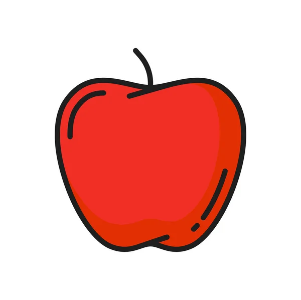 Červené Jablko Ovoce Izolované Tenké Čáry Ikony Vektorová Barevná Ikona — Stockový vektor