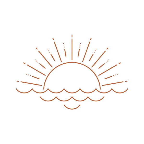 Cygańskie Logo Wschodu Lub Zachodu Słońca Słońce Morzu Lub Fale — Wektor stockowy