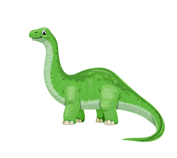 Tecknad Brontosaurus Dinosaurie Karaktär Paleontologi Reptil Jurassic Era Ödla Isolerad — Stock vektor