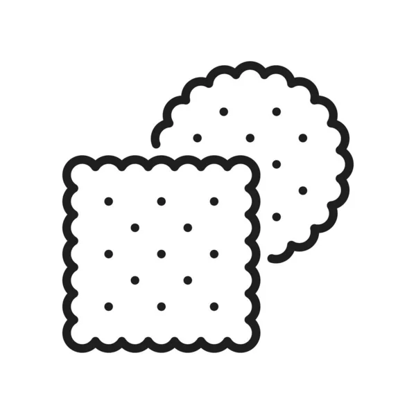 饼干传统脆脆饼干 脆脆孤立的细线图标 快餐片 矢量甜饼甜点 圆形和正方形饼干 — 图库矢量图片