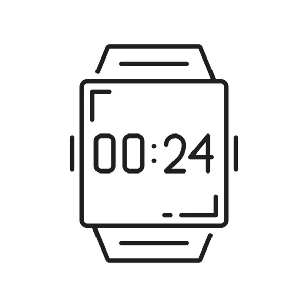 Hand Horloge Geïsoleerde Smartwatch Met Siliconen Band Vector Dunne Lijn — Stockvector