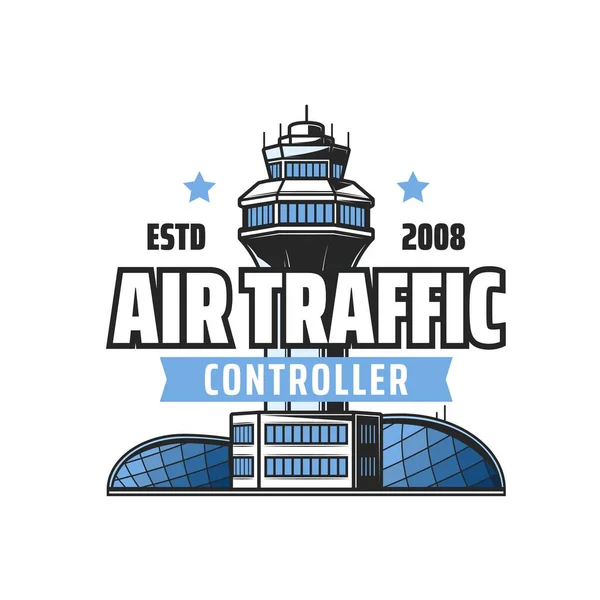 Airport Air Traffic Control Icon Airport Airplane Flights Tower Vector — Stock Vector