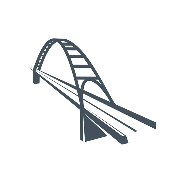 ブリッジアイコン ビジネス会社 大都市の旅行のランドマークや観光の旅のグラフィックベクトル記号 交通機関や建設業界の抽象的なシンボルや接続されたアーチ橋とアイコン — ストックベクタ