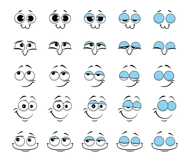 Cara Desenhos Animados Piscadela Animação Olhos Emoji Faces Planilha Vetor — Vetor de Stock