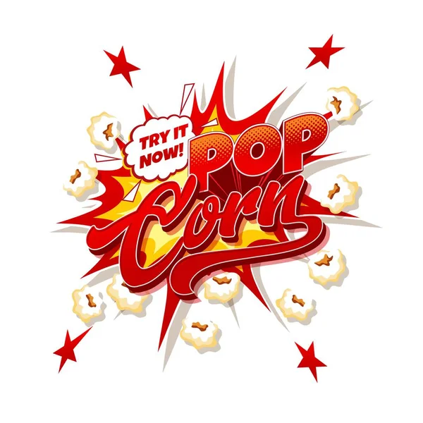 Výbuch Popcornu Praskla Popcorn Odnést Sladké Jídlo Party Nadýchaný Dezert — Stockový vektor