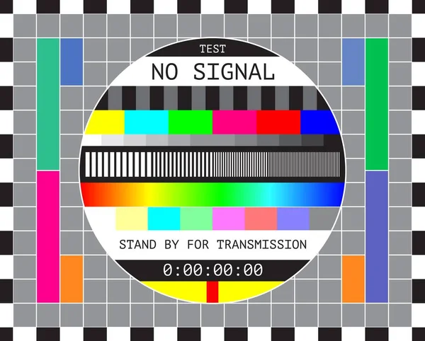 Signal Test Screen Pattern Vector Television Broadcast Retro Test Card — Stock Vector
