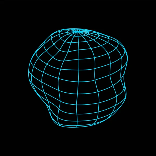 幾何学的なファセットで作られた未来的な球状形状 3Dベクトルデジタルワイヤーフレーム球状オブジェクト 線メッシュ 格子網のデザインで作成された多角形の球体 — ストックベクタ