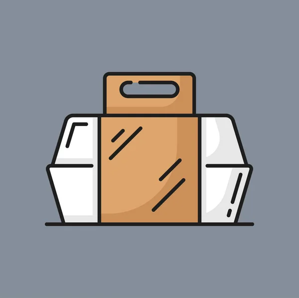 Lunch Take Out Box Aus Karton Mit Henkel Symbol Vektor — Stockvektor