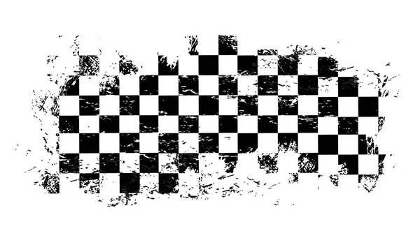 拉升矢量越野赛和汽车运动的赛旗 摩托车或汽车比赛的起止标志 带有单色格子图案 黑白正方形 划痕和污迹 — 图库矢量图片