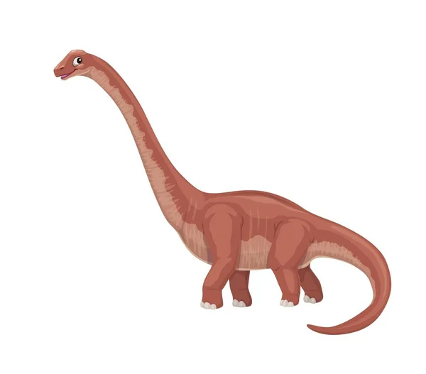 卡通人物Omeisaurus恐龙 史前动物 灭绝蜥蜴快乐笑脸的人 古生物化石爬行动物 侏罗纪食草恐龙 长颈矢量吉祥物 — 图库矢量图片