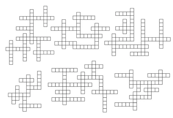 クロスワードクイズグリッドまたは単語ゲームレイアウトテンプレート ベクトル空のボックスを推測します クロスワードクイズや知的謎のワークシートのための垂直と水平ボックスを持つクロスワードゲームの背景 — ストックベクタ