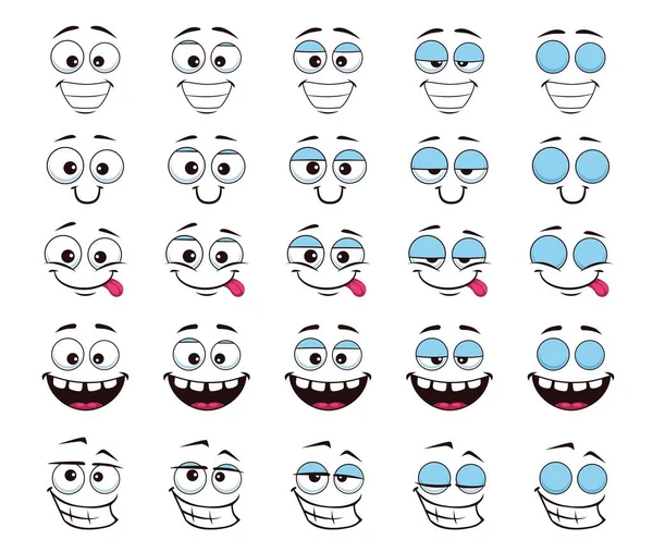 Dibujos Animados Risitas Cara Parpadeo Animación Emoji Icono Emoticonos Caracteres — Vector de stock