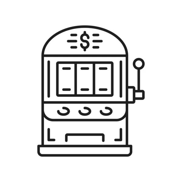 Spielautomat Mit Glücklichen Sieben Kombination Isolierten Umriss Symbol Vector Vergnügungspark — Stockvektor