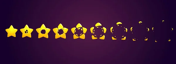 Cartoon Golden Star Sprite Animation Vector Golden Twinkle Explosion Sequence — Stock Vector
