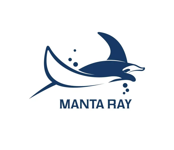 Icona Animale Manta Ray Stingray Pesci Pungiglione Mare Mare Onda — Vettoriale Stock